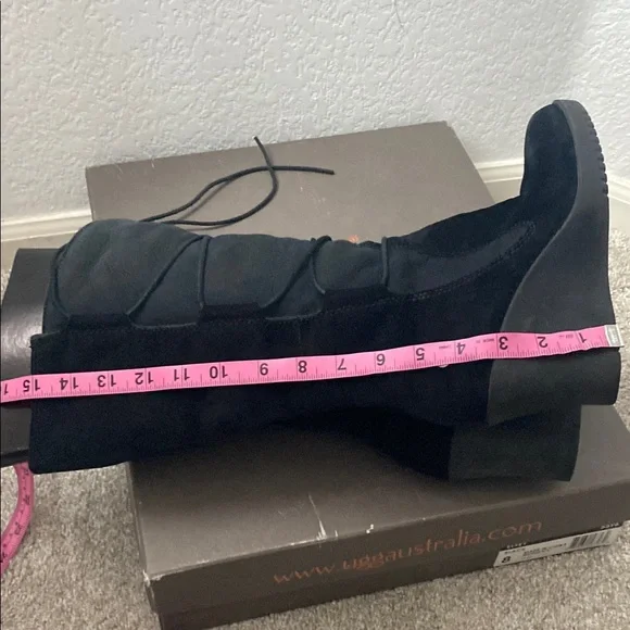 Women's UGG Black Suede lace up Boots - Picture 7 of 8